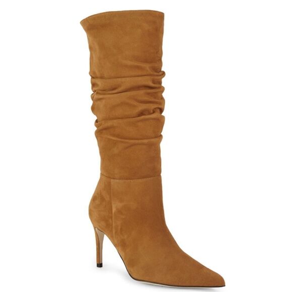 Alexandre Birman Lucy Suede Scrunch Boots Walnut Camel Brown - Picture 3 of 11